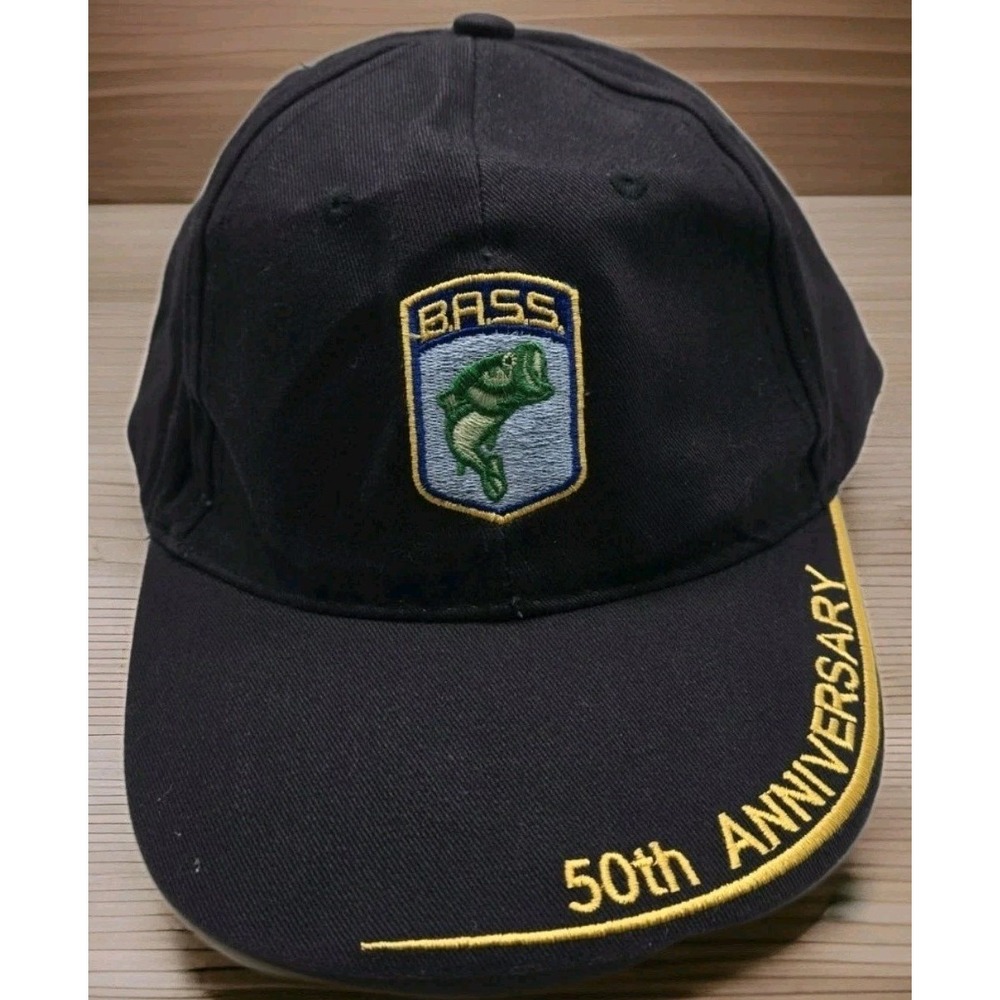BASS 50th Anniversary Hat Bass Anglers Sportsman Society Fishing Cap Black